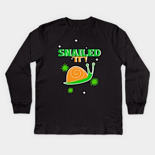 CUTE Snail Snailed It Kids Long Sleeve T-Shirt